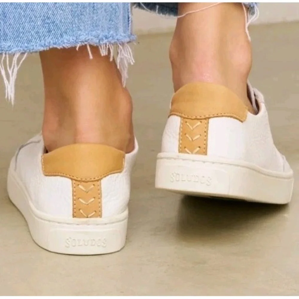 Soludos 8.5 Ibiza Classic White Leather Sneakers LNC!